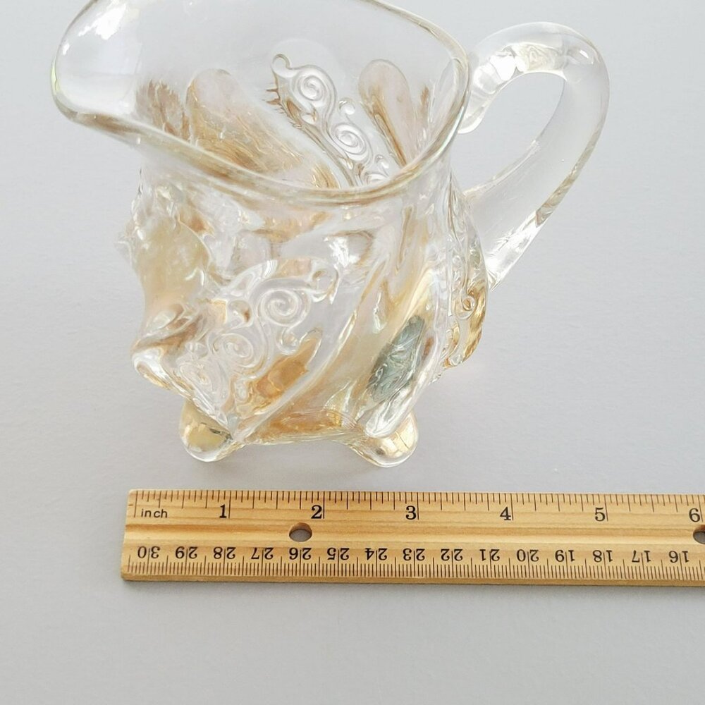 Antique EAPG Fostoria Wedding Bells Footed Creamer Clear & Gold USA c1900-03 - Picture 10 of 11